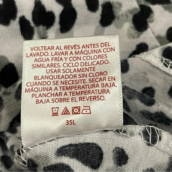 Faded Glory 3/4 Sleeve Peasant Top Womens Med Black/White Animal Print Rope Tie - Picture 10 of 10